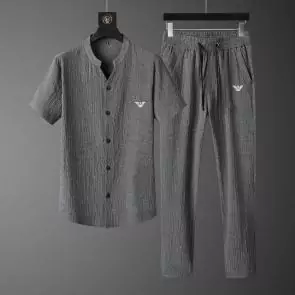 emporio armani manche courte survetement grandes marques  shirt and pantalons sets ea2023 gris